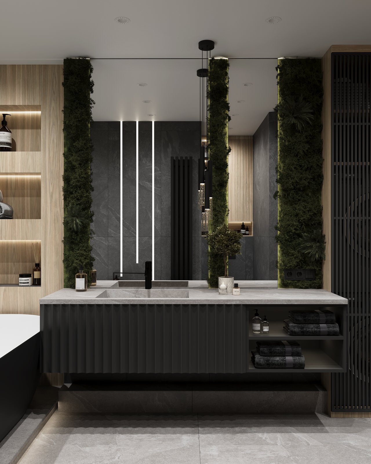 Ванна в темных тонах