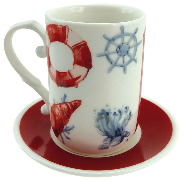 Marine Anchor Coffee Cups, Set of 6