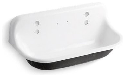 Kohler Brockway 3' Wall-Mounted Wash Sink with 2 Faucet Holes, White