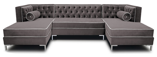 Decenni Tobias 10 Foot Double Chaise U Shape Tufted Sectional Decenni Tobias 10 Foot Double Chaise U Shape Tufted Sectional Cosmic Grey