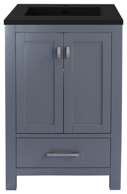 Wilson 24" Grey Bathroom Vanity With Matte VIVA Stone Solid Surface ...