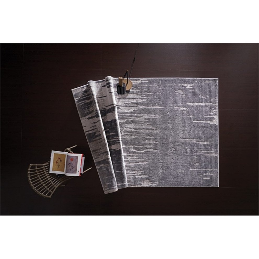 Enza Home Bled 60" x 96" Contemporary Fabric Rug in Gray Finish Contemporary Area Rugs by