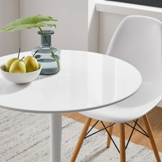 Lippa Round Wood Top Dining Table, White, 28" - Midcentury - Dining ...