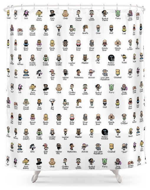 Butch Mclogic S 8 Bit Guide To Gay Labels Shower Curtain