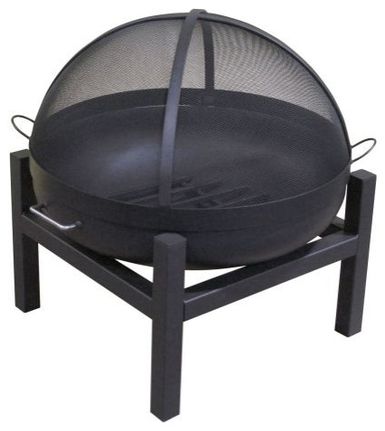 24 Round Fire Pit With Square 4 Leg Base Cs Dome Screen And