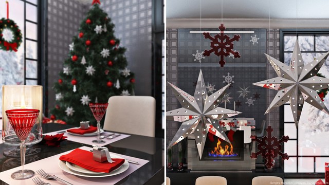 Christmas interior transitional-rendering