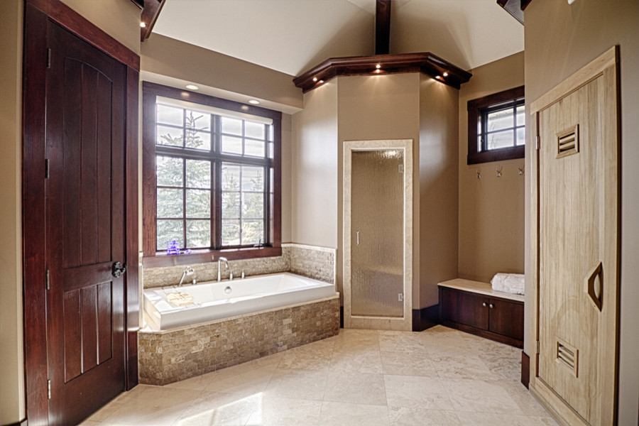Example of a transitional bathroom design in Calgary