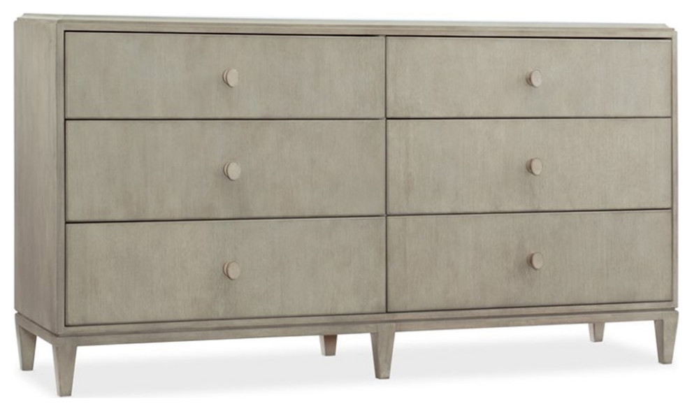Catania Modern / Contemporary SixDrawer Dresser in Silver Finish