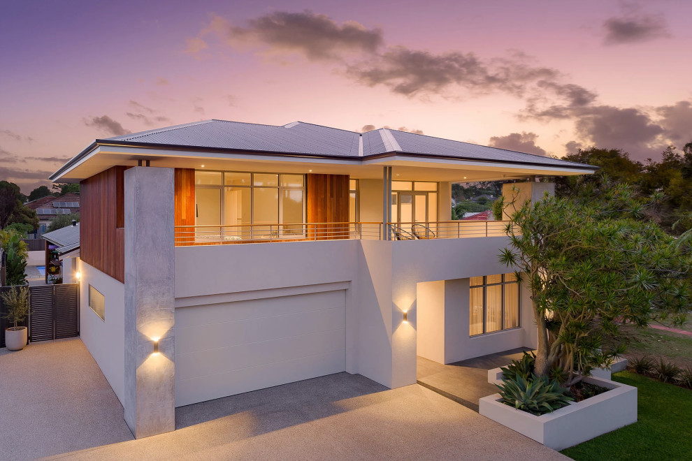 Design ideas for a large contemporary home design in Perth.