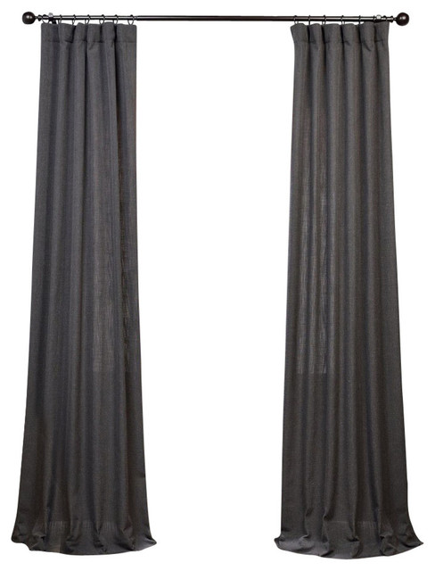 Slate Gray Heavy Fauxlinen Curtain Single Panel Contemporary Slate Gray Heavy Fauxlinen Curtain