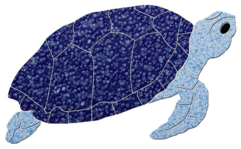 Turtle Sideview Ceramic Swimming Pool Mosaic 36"x22", Blue