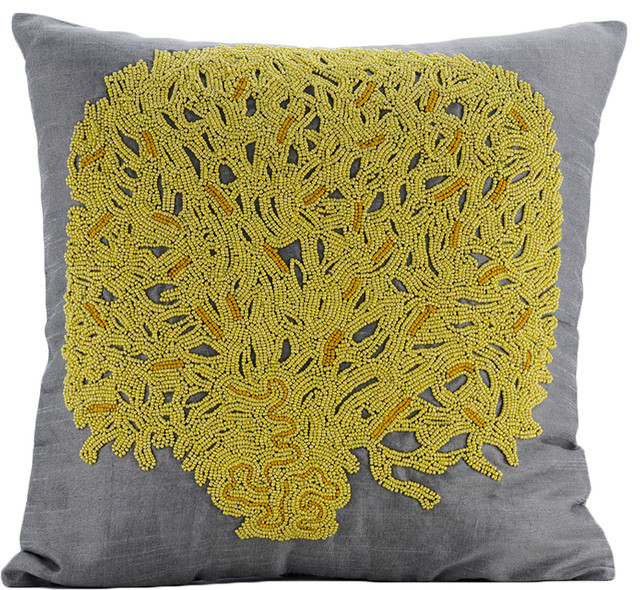 Sparkly Beads Silk Grey Cushion Covers Summer Tree Contemporary
