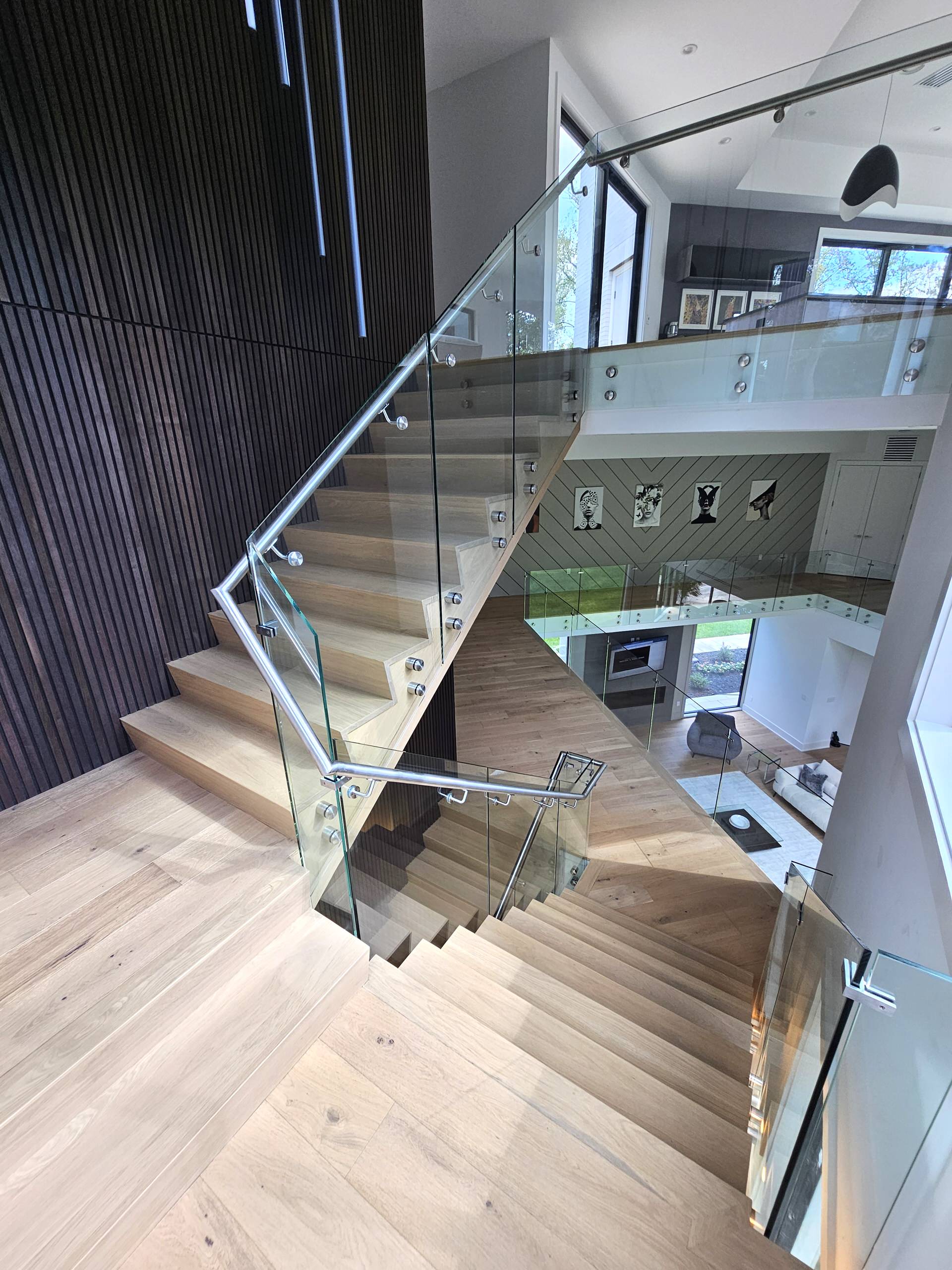 129_White Oak Slanted Riser Modern Stair, Mclean, VA 22102
