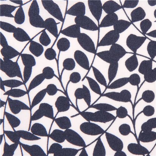 white-blue 'Branch' twigs pattern Cloud 9 organic cotton fabric