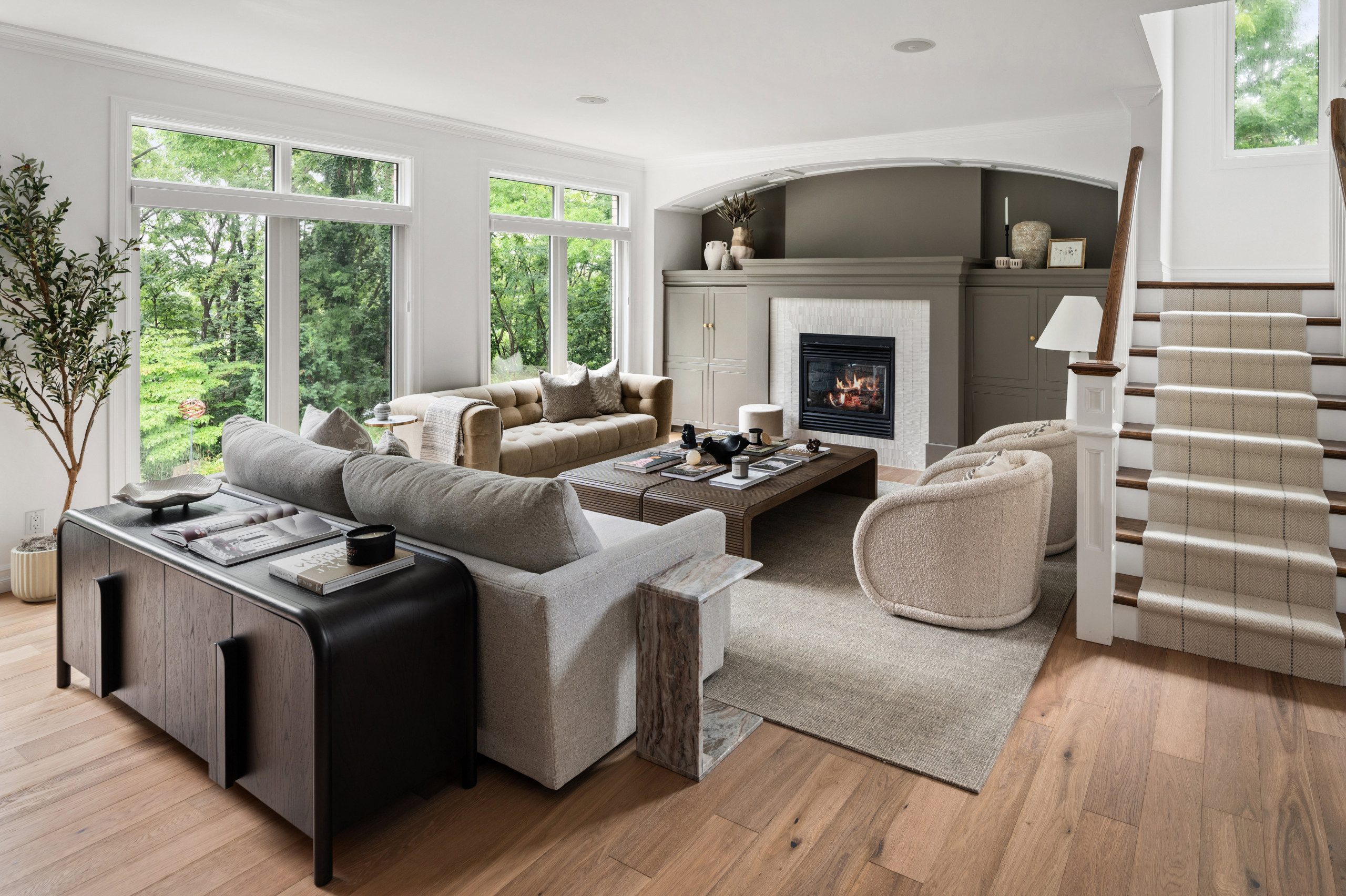 Example of a transitional living room design in Other