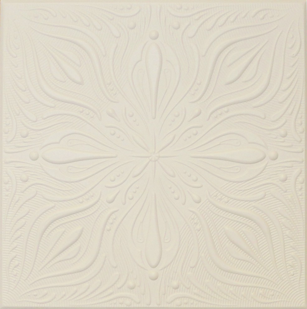 19.6"x19.6" Styrofoam Glue Up Ceiling Tiles R9, Antique White Behr Satin
