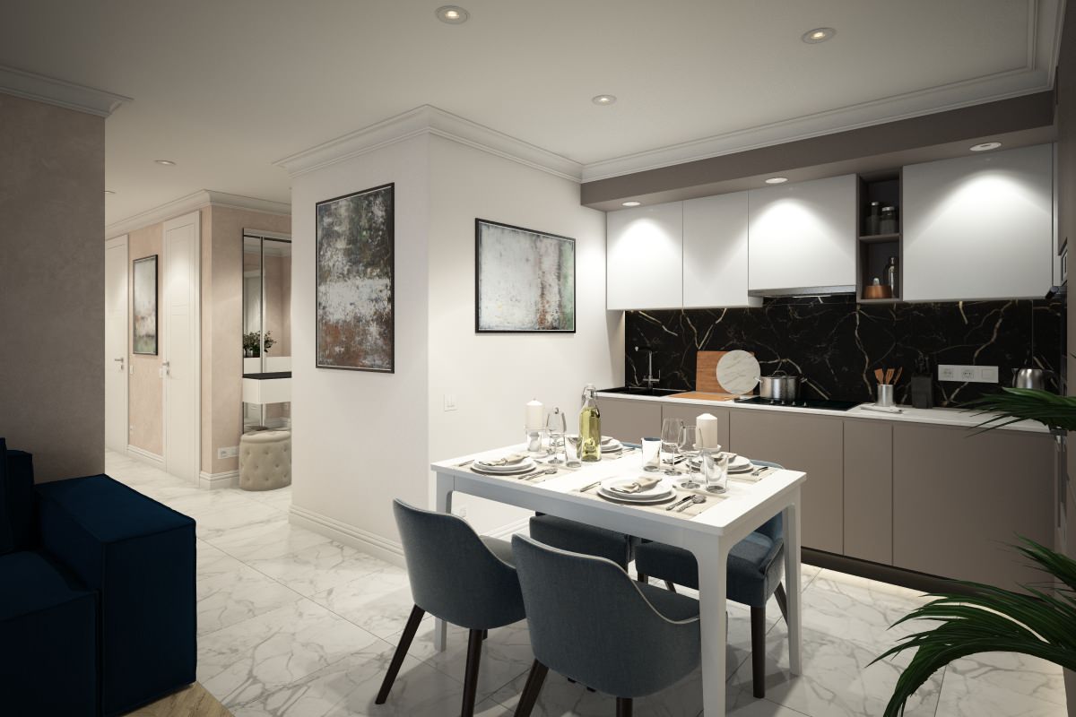 Светлая квартира в современном стиле в Санкт-Петербурге