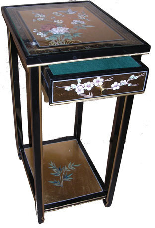 Chinese Plant Stand Painted Birds and Flowers