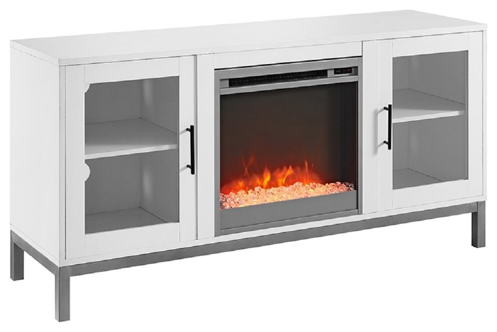 52 Avenue Wood Fireplace Tv Console With Metal Legs