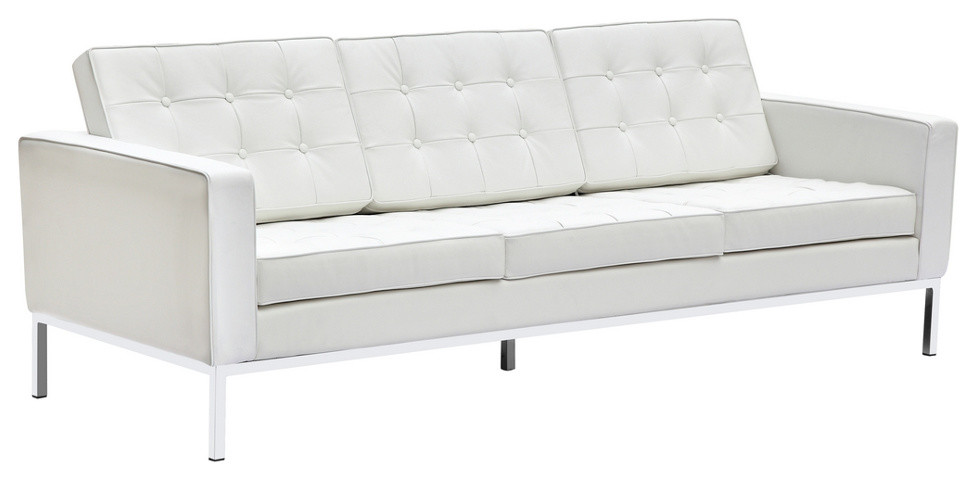 Modern Classics Button Sofa in Leather, White, 31