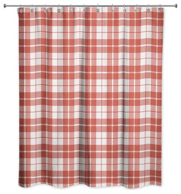 Orange Plaid 71x74 Shower Curtain Farmhouse Shower Curtains by