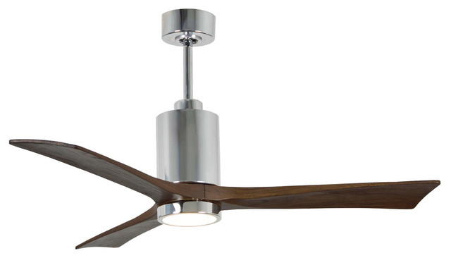 Patricia 3 Blade 42 Paddle Fan Light Kit Chrome Finish Walnut Blades