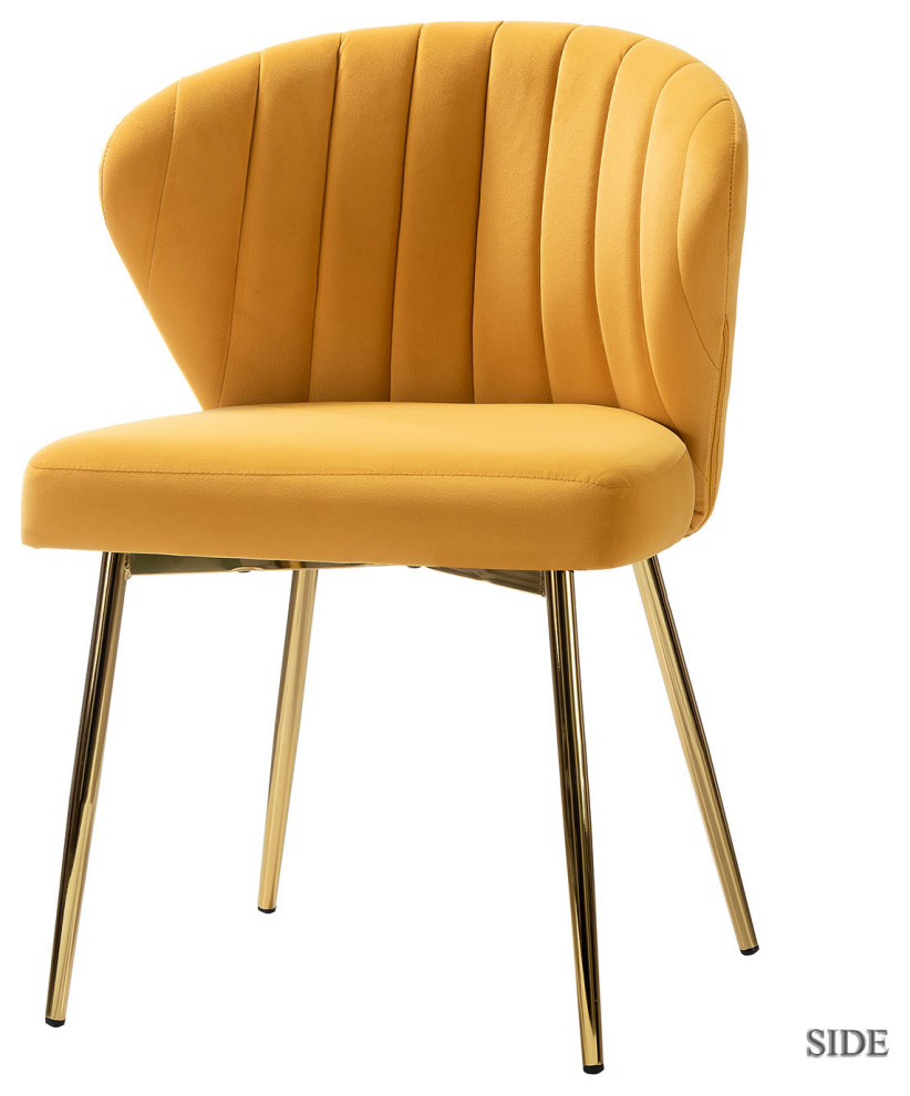 Luna Contemporary Side Chair With Tufted Back, Mustard