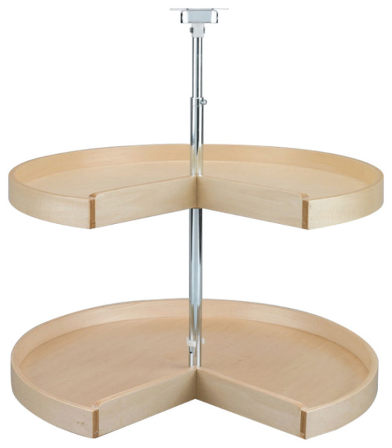 28"Banded Wood PieCut Lazy Susans 2Shelf Contemporary Pantry And Organizers by