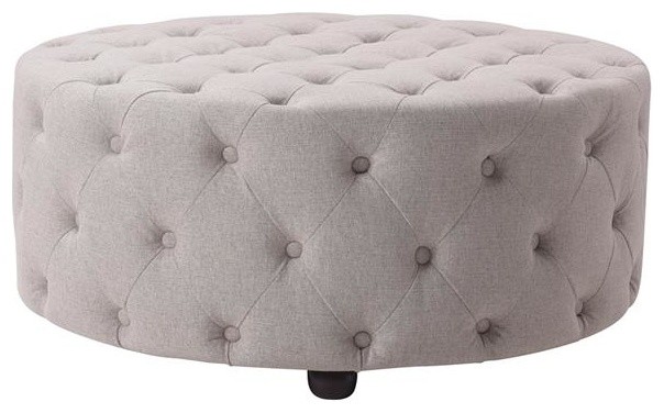 Savannah Tufted Round Entryway Bench Taupe