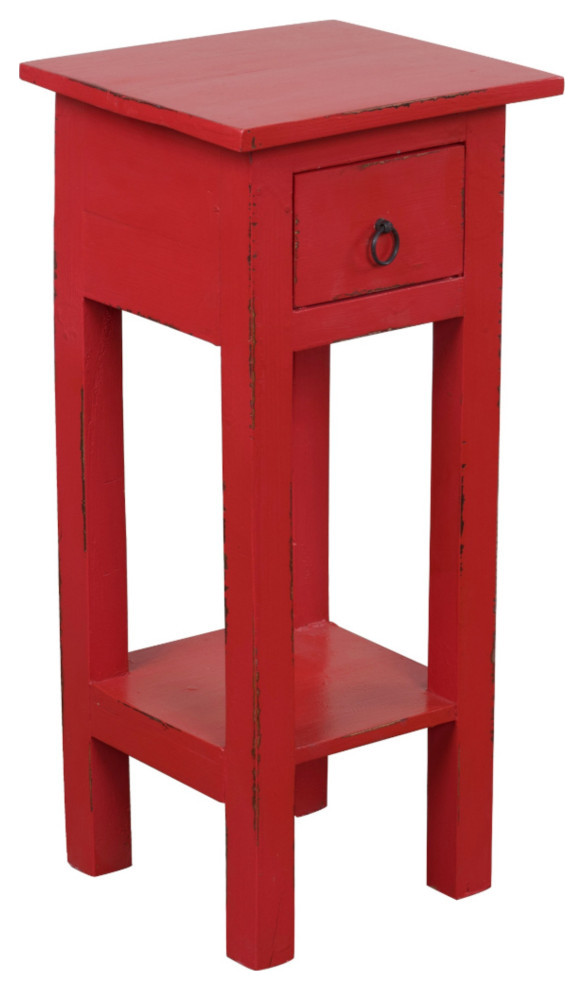 Sunset Trading Cottage Narrow Side Table, Distressed, Antique Red