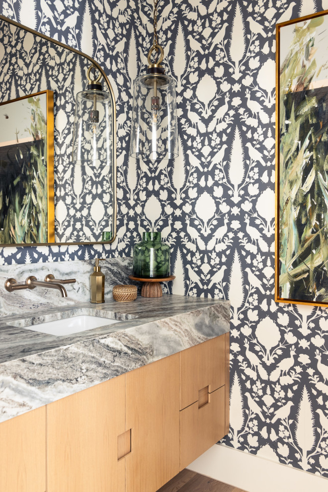 Inspiration for a contemporary powder room remodel in Dallas