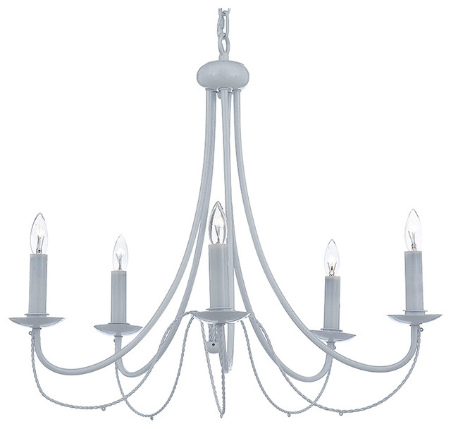 5 Light White Wrought Iron Chandelier Country French Chandeliers By Gspn Houzz 5 Light White Wrought Iron Chandelier, French Country Iron Chandelier
