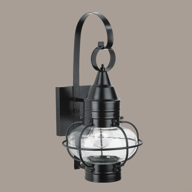 Classic Onion Small 1 Light Wall Sconce Black With Clear Glass