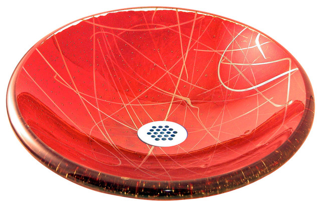 Joie de Vivre Glass Bowl Sink, Cherry Red contemporary-bathroom-sinks