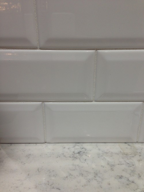 Beveled White Subway Tile With Lyra Countertop