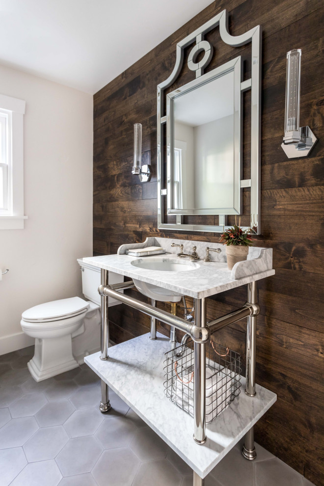 Photo of a transitional powder room in Sacramento.