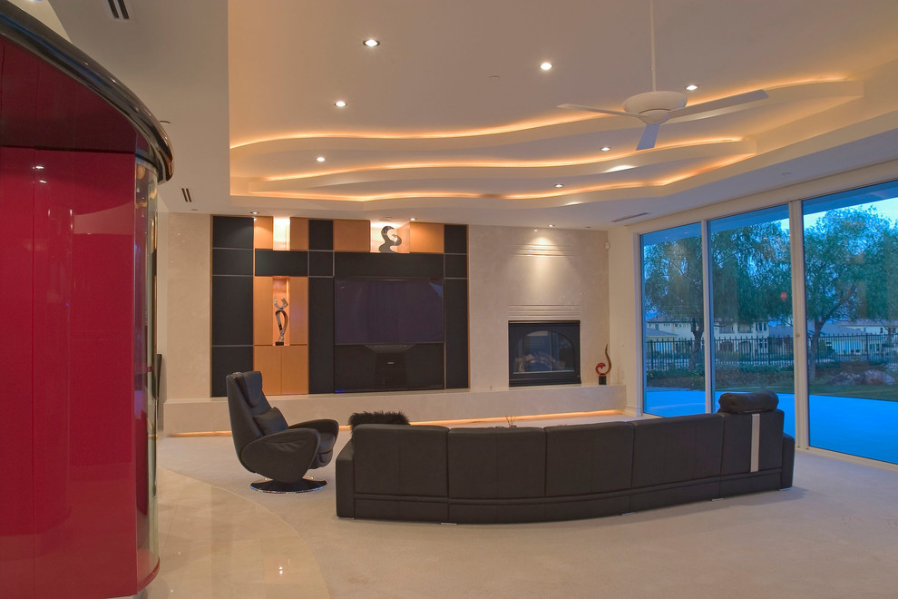 Photo of a contemporary family room in Las Vegas.