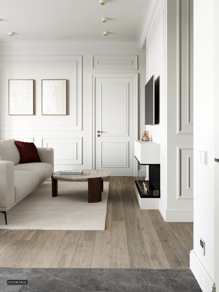 Молочно-белый неоклассический интерьер в Крылатском