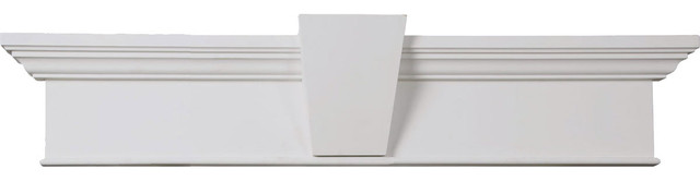 Ekena Millwork CRH07X35BTKF Craftsman Crosshead with Bottom Trim w//Flat Keystone Factory Primed and Ready for Paint 35 Width x 39 Top Width