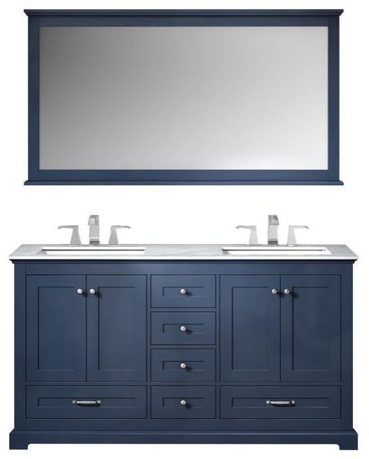 Dukes 60" Navy Blue Double Vanity Set - Transitional - Bathroom ...