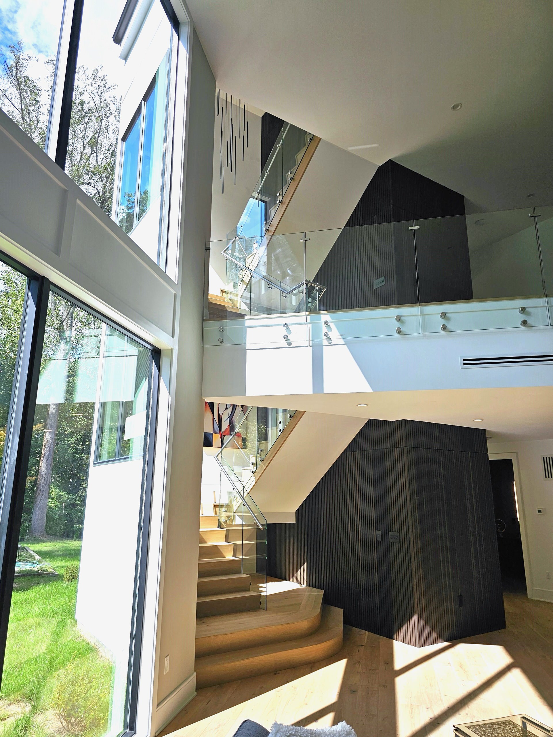 129_White Oak Slanted Riser Modern Stair, Mclean, VA 22102