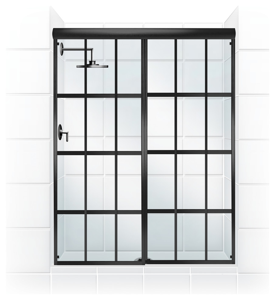 GRIDSCAPE™ Series Sliding Shower Door Transitional Shower Doors