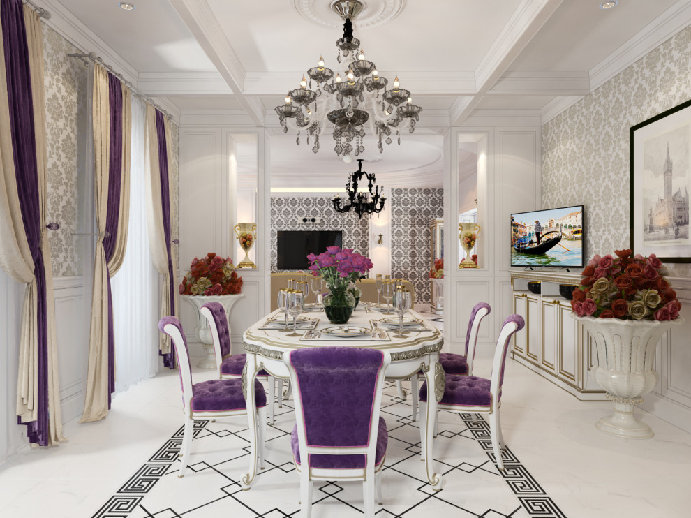 Дизайн гостиной в коттедже в стиле Неоклассика