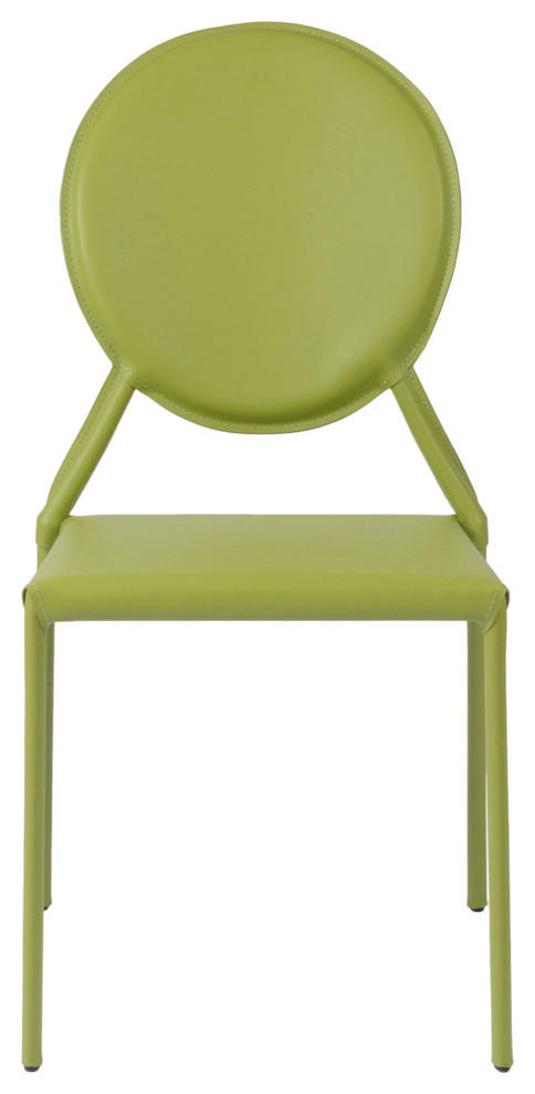 Isabella Side Chair, Set of 2, Green Leather