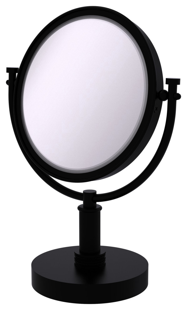 8" Vanity Make-Up Mirror, Matte Black, 4x Magnification