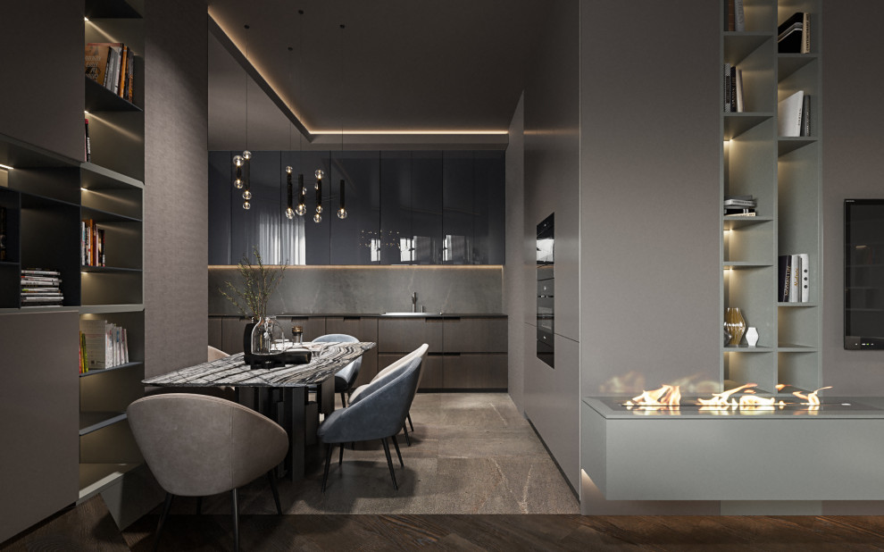 Студия в современном стиле  в колониальных тонах