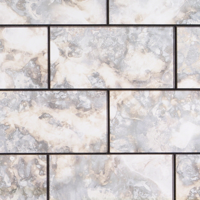 Lana Silver 3"x6" Antique Glass Wall Tile Traditional Wall And