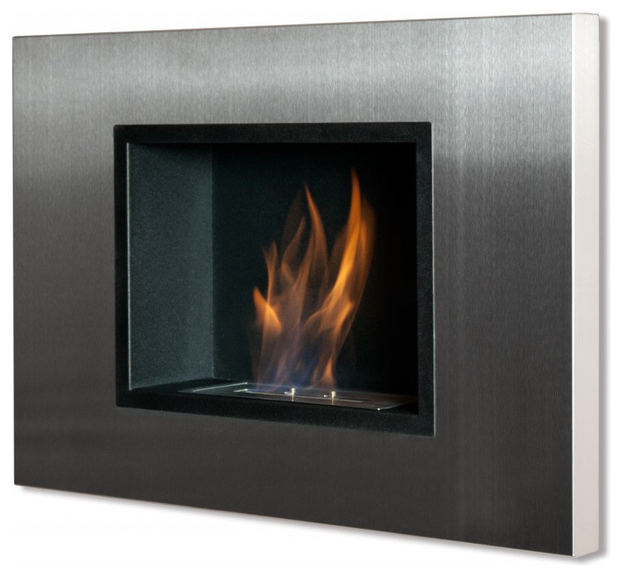 Quadra Recessed Ventless Ethanol Fireplace Contemporary Indoor