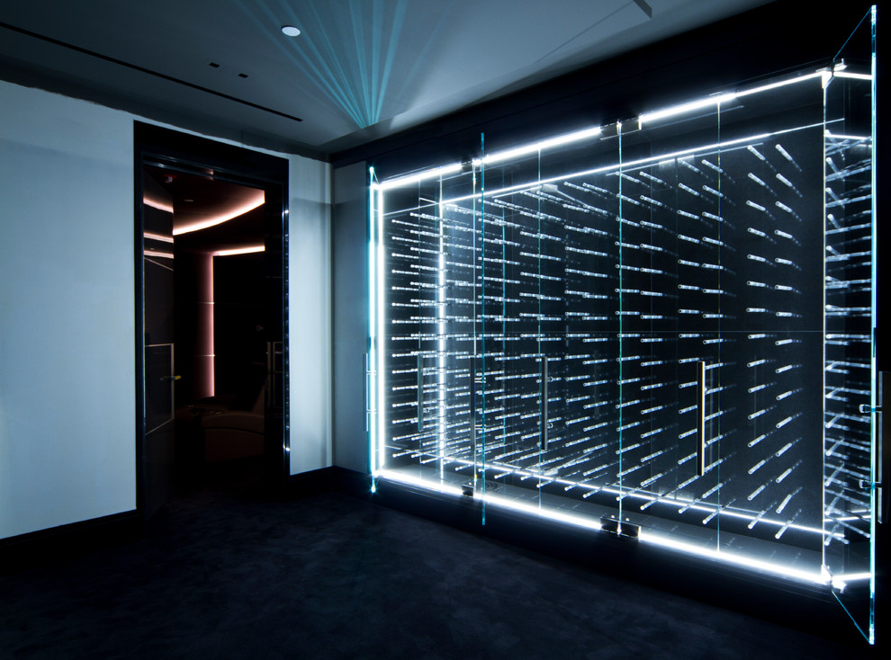 LED Illuminated Glass Enclosed Wine Modern Wine Cellar
