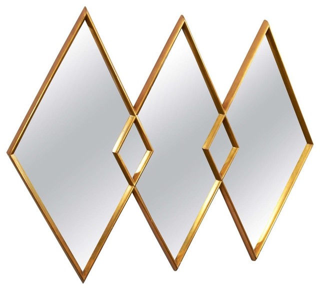 Diamond Gold Metal Wall Mirror Contemporary Wall Mirrors by